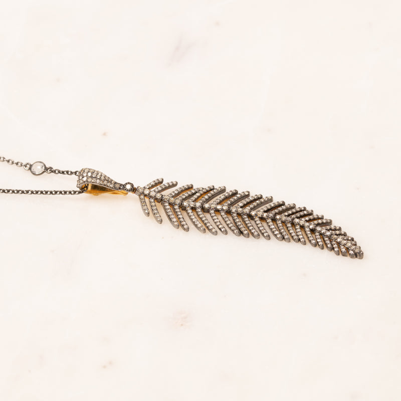 Pave Diamond Feather Necklace