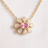 Diamond, Pink Sapphire & 14K Gold 18” Adjustable Necklace