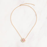 Diamond, Pink Sapphire & 14K Gold 18” Adjustable Necklace