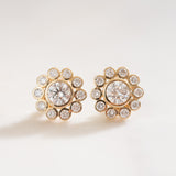 Diamond & 14K Gold Flower Stud Earrings