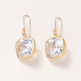 Cushion Cut Quartz in 22k Gold Earring