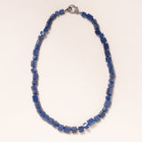 Lapis Beads with Silver Diamond Pave Clasp Necklace