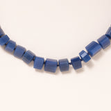 Lapis Beads with Silver Diamond Pave Clasp Necklace