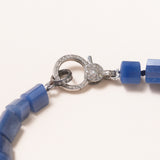 Lapis Beads with Silver Diamond Pave Clasp Necklace