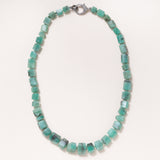 Brazilian Nugget Emeralds with Silver Diamond Pave Clasp Necklace