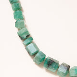 Brazilian Nugget Emeralds with Silver Diamond Pave Clasp Necklace