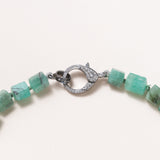 Brazilian Nugget Emeralds with Silver Diamond Pave Clasp Necklace