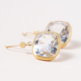 Cushion Cut Quartz in 22k Gold Earring