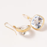 Cushion Cut Quartz in 22k Gold Earring