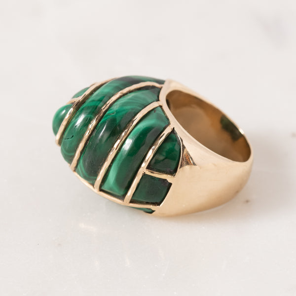 Carved Cloud Ring with Malachite