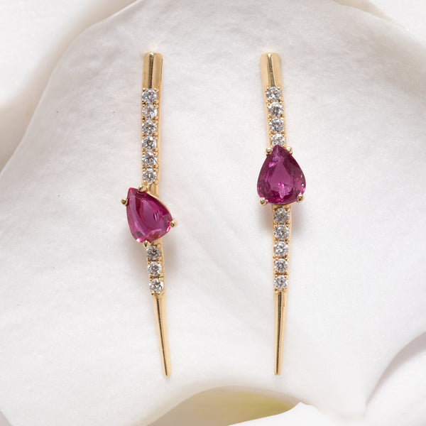 Ray of Light Earrings with Ruby