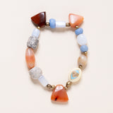 Carnelian, Chalcedony, Dinosaur Bone, Brass, Enamel & Diamonds