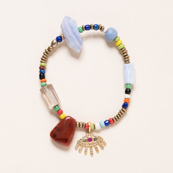 African Beads, Carnelian, Chalcedony, Gold & Ruby