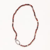 Jasper Necklace with Silver and Diamond Pave Clasp