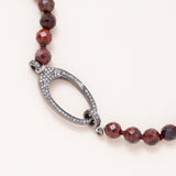Jasper Necklace with Silver and Diamond Pave Clasp