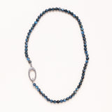 Sodalite Necklace with Silver Diamond Pave Clasp