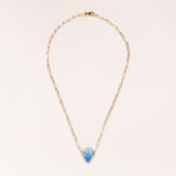 Australian Opal, Pave Diamonds and 14 K Gold Paper Clip Necklace