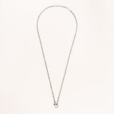 24" Silver Paper Clip Chain w/ Diamond Pave Clasp Necklace