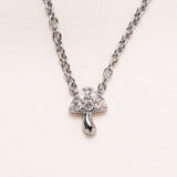 Diamond Pave Tiny Mushroom Necklace