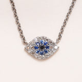 Diamond and Sapphire Pave Evil Eye Necklace