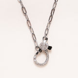 20" Silver Paper Clip Chain w/ Diamond Pave Clasp Necklace