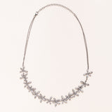 Silver and Diamond Pave Floral Necklace
