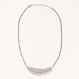 Diamond Pave Feather on Double Silver Chain Necklace
