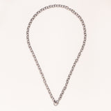 Silver Chain Necklace w/ Diamond Pave Clasp