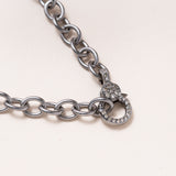 Silver Chain Necklace w/ Diamond Pave Clasp
