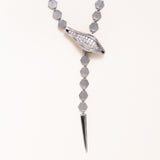Brushed Silver Snake Diamond Pave Necklace