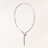 Brushed Silver Snake Diamond Pave Necklace