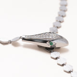 Brushed Silver Snake Diamond Pave Necklace