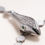 Brushed Silver Snake Diamond Pave Necklace