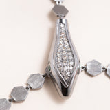 Brushed Silver Snake Diamond Pave Necklace