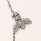 Silver and Diamond Pave Trio of Bees Necklace