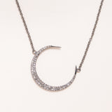 Diamond Pave Crescent Moon Necklace