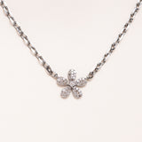 Silver Chain w/ Diamond Pave Flower Necklace