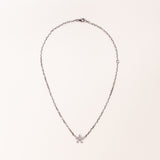 Silver Chain w/ Diamond Pave Flower Necklace