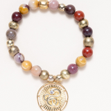 Mookite Jasper, Brass and Gold plated & CZ Diamond Snake Pendant