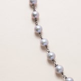Grey Pearl Necklace, Sterling 7 Bronze Medals