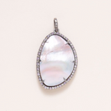 Mabe Pearl Silver & Pave Diamond Pendant