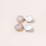 Natural Sapphire, Moonstone, 14 K Gold & Pave Diamond Drop Earrings