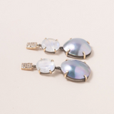 Mabe Pearl, Moonstone, 14K Gold & Pave Diamond Drop Earrings