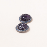 Amethyst Monce Stud Earrings, Silver & Pave Sapphire