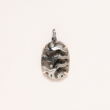 Pyritized Ammonite, 14K Gold Prongs, Silver and Pave Diamond Pendant