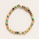 Colorful African Vinyl Disc Beads with African Brass Bead Bracelet