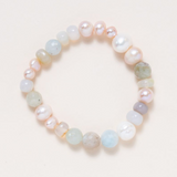 Carnelian, Aquamarine and Precious Pearls Bracelet