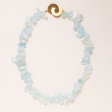 Organic Shaped Aquamarine Necklace with Gold plated Clasp