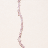 Pale Pink Mini Herkimer Diamond, Silver Pave Diamond Flower Bead Pendant with Gold Plated Silver Clasp