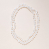 Oval Moonstone with Silver & Diamond Pave Clasp, 17.5” Long